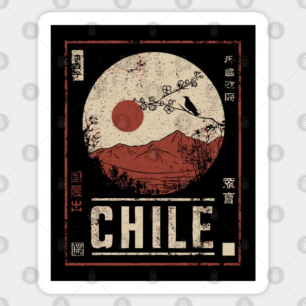 Chile Landscape Japanese Travel Poster Sticker by TuncGK